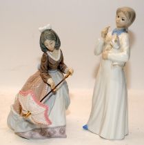 Lladro lady 5210 "Jolie Lady" with umbrella together a similar figurine