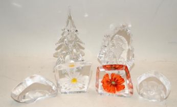 Matts Jonasson Sweden glass paper weights in different forms including a Christal Christmas Tree (6)