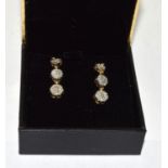 Diamond and 9ct gold drop earrings, 2.7g