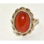 A 925 silver agate ring Size N