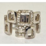 A 925 silver and CZ statement ring Size Q