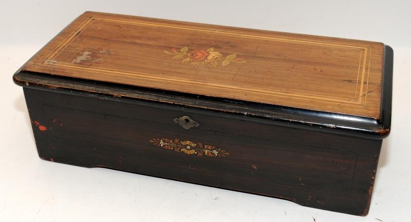 Mahogany cased Swiss music box playing 8 aires requires a service - Image 6 of 6