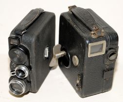 Two vintage 8mm clockwork film cameras by Pathescope and Eumig