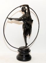 Signed after Agathon Leonard (1841-1923) large signed bronze of a dancing girl with a hoop mounted