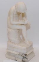 After the Greco-Roman original: Boy With Thorn. Modelled in alabaster. 30cms tall