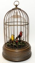 Vintage "Regue Music Croix of Switzerland" caged musical song birds