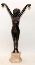 Signed after Claire Jeanne Robert Colinet (1880-1950) large bronze 'Andalucia' naked girl with