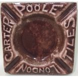 Poole Pottery interest Carter Tiles advertising ashtray 4" square.