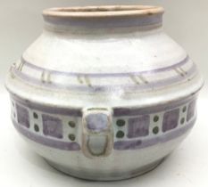 Poole Pottery Carter Stabler Adams unusual shape vase finished in a lilac geometric design approx 5"