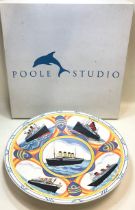 Poole Pottery rare & hard to find Ocean Liner charger designed & painted by Karen Brown 16" dia