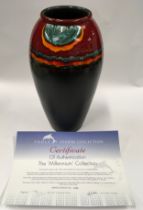 Poole Pottery Millennium Vase limited edition with certificate of Authenticity 1202/2000, 13.5"