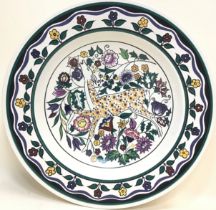 Poole Pottery large shape 528 SK pattern (Persian Deer) charger/bowl decorated by Gwen Haskins 14.5"