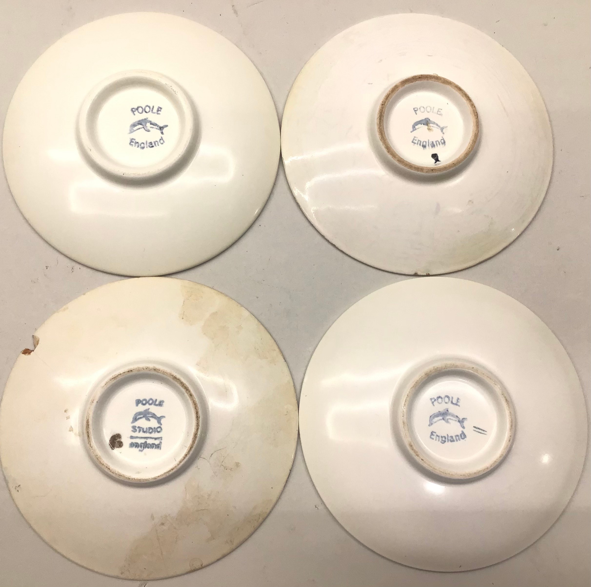Poole Pottery Delphis pin dishes (blue mark) x 4 (1 chipped) - Image 2 of 6