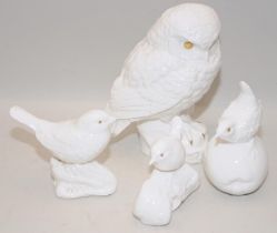 Poole Pottery Golden eye animals to include owl, plus three other birds (4)