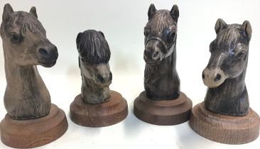 Poole Pottery stoneware set of horses heads, to include Exmoor, Shetland, Welsh Mountain & New