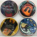 Poole Pottery Delphis pin dishes x 4