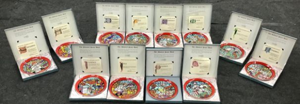 Poole Pottery complete set of 12 Medieval Calendar plates designed by Tony Morris 12.5" dia, limited