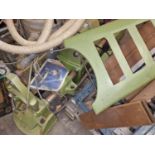 Multi Tool commercial wood working lathe self standing together a quantity of wooden handled lathe