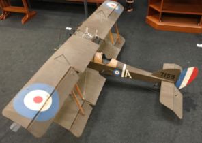 A large model of a WWI British biplane wing span 200cm. Body length 150cm.