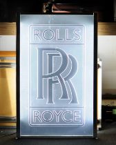Quality contemporary chrome Rolls Royce large illuminated advertising sign 100x64cm.