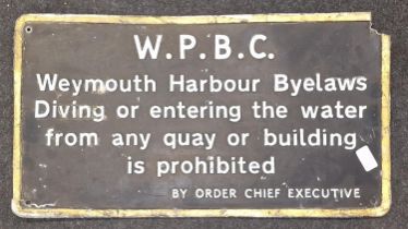 Alloy sign Weymouth harbour, original.