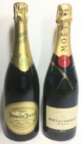 2 x Bottles Champagne "Moet & Chandon Imperial together Perrier Jouet Grand Brut"