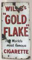 Wills Gold Flake cigarette enamel sign 36 x 18"