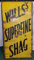 Will's Superfine Shag vintage enamel advertising sign 91.5x46cm