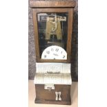 Wooden clocking in machine removed from local interest "Portland Prison" 80x35x25cm