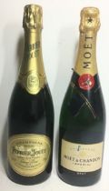 2 x Bottles Champagne "Moet & Chandon Imperial together Perrier Jouet Grand Brut"