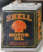 Shell Mex motor oil double sided enamel original sign.