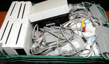 Collection of Wii consoles, controllers and associated items