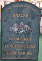 Vintage "Royal Oak and Gas Tavern" pub sign 151x100cm.