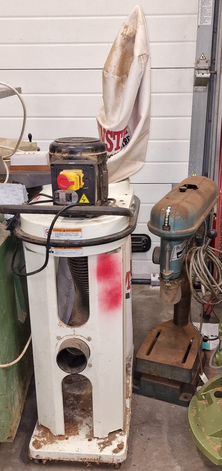 Axminster commercial dust extractor together a Meddings pillar drill