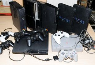 Large collection of games consoles and associated items, XBox, Playstation etc
