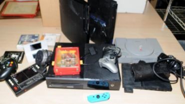 Collection of games consoles, XBox, Playstation etc.