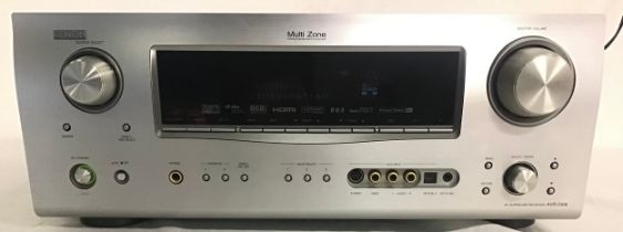 DENON SURROUND SOUND RECEIVER. Model No. AVR-2308. This unit has no remote but powers up fine when