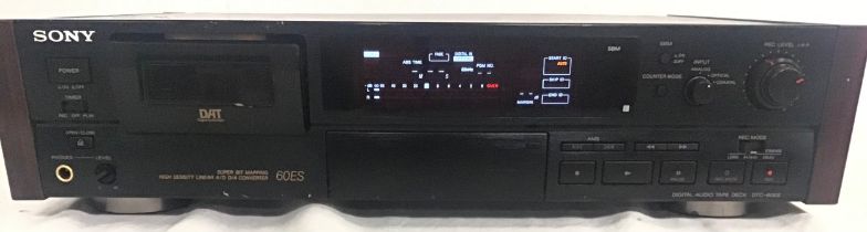 SONY DIGITAL DAT RECORDER. This is model No. DTC-60ES. Powers up when plugged in.