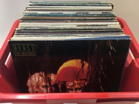 LARGE CRATE OF ROCK AND POP VINYL LP RECORDS. Varied collection here to include artists - The