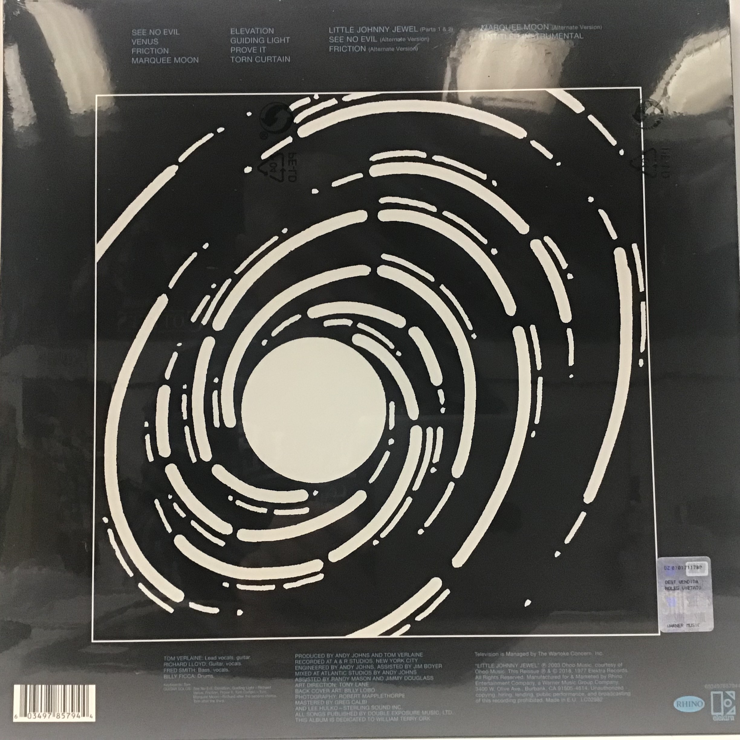 TELEVISION ‘MARQUEE MOON’ DOUBLE BLUE VINYL ALBUM. This edition is from 2018 and found on this - Image 2 of 2