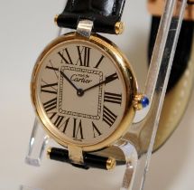 Cartier Must de Cartier Vermeil Ladies quartz watch ref:590003. Silver gilt case (some wear to