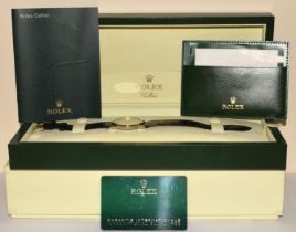 Rolex "Cellini" 18ct white gold Stickers still on back, so unworn, Leather strap with 18ct white