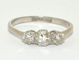 Platinum Ladies 3 stone Diamond ring approx 45 points size N