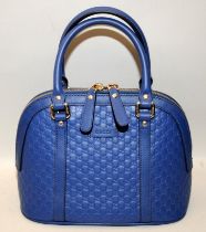 "Gucci" Micro Guccissima blue hand bag and shoulder strap