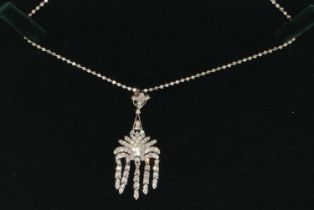 Diamond pendant (tested) 18ct white gold hand made to order 85+ diamonds on 18ct white gold chain,