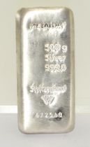 Silver 500g metalor bar 999.0