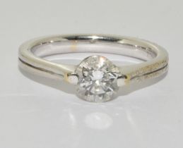 Diamond approx 0.50 points set in 18ct white gold ring Size N