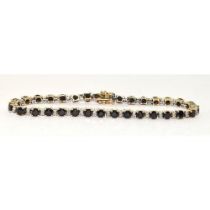 9ct gold Diamond and Sapphire Tennis bracelet 11g