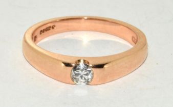 18ct rose gold Diamond solitaire approx 0.25ct size N