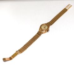 Ladies 18ct gold watch with intergeral 18ct gold strap 19g total